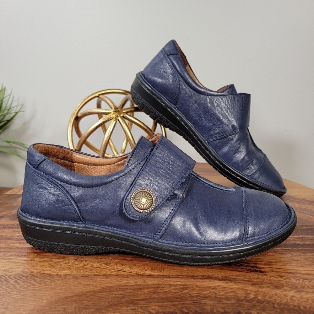 Spring Step Kaminia Blue Leather Shoes Loafers Flats Monk Strap Size 38 - Picture 11 of 17
